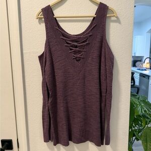 Express Purple Cold Shoulder Top Size Medium